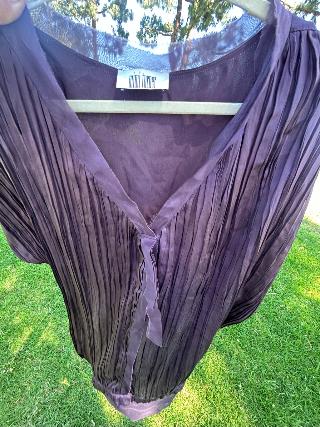 Mimi Turner 100% Silk Plum V-Neck Dress